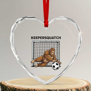 Funny Bigfoot Soccer Goalkeeper Heart Crystal Glass Ornament Keepersquatch TS12 Transparent Glass 3'' Heart Print Your Wear