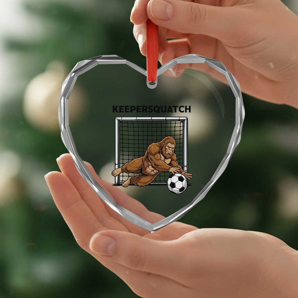 Funny Bigfoot Soccer Goalkeeper Heart Crystal Glass Ornament Keepersquatch TS12 Print Your Wear