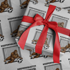 Funny Bigfoot Soccer Goalkeeper Wrapping Paper Roll Keepersquatch TS12 White Print Your Wear
