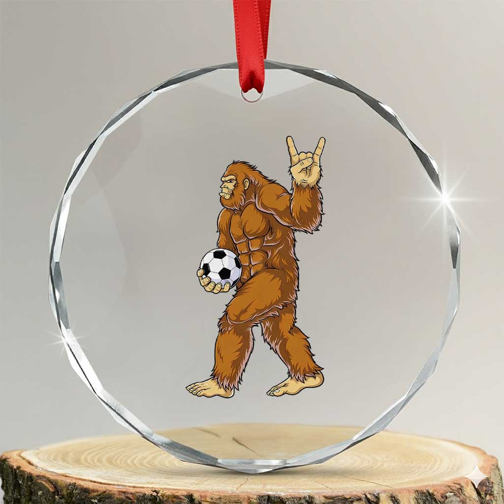 Funny Bigfoot Soccer Player Crystal Glass Ornament Folklore Cryptid Gift TS12 Transparent Glass 3'' Circle Print Your Wear