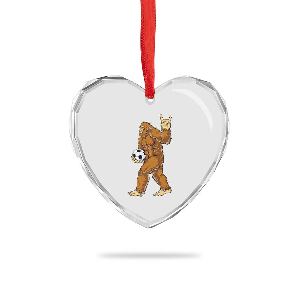 Funny Bigfoot Soccer Player Heart Crystal Glass Ornament Folklore Cryptid Gift TS12 Print Your Wear