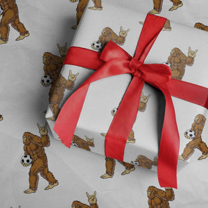 Funny Bigfoot Soccer Player Wrapping Paper Roll Folklore Cryptid Gift TS12 White Print Your Wear