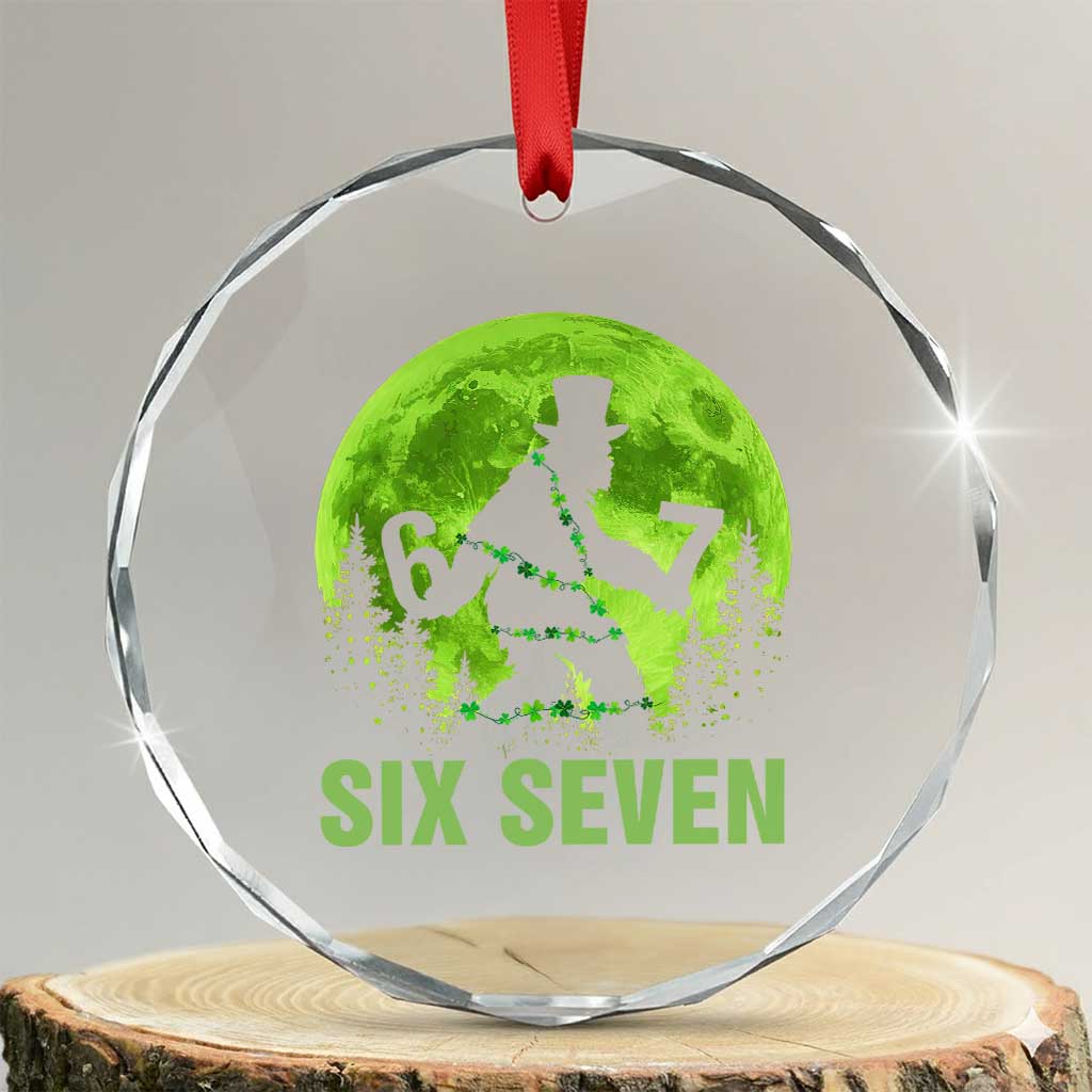 Funny Bigfoot St Patricks Day Crystal Glass Ornament Sasquatch Hiding Moon Forest Meme TS14 Transparent Glass 3'' Circle Print Your Wear