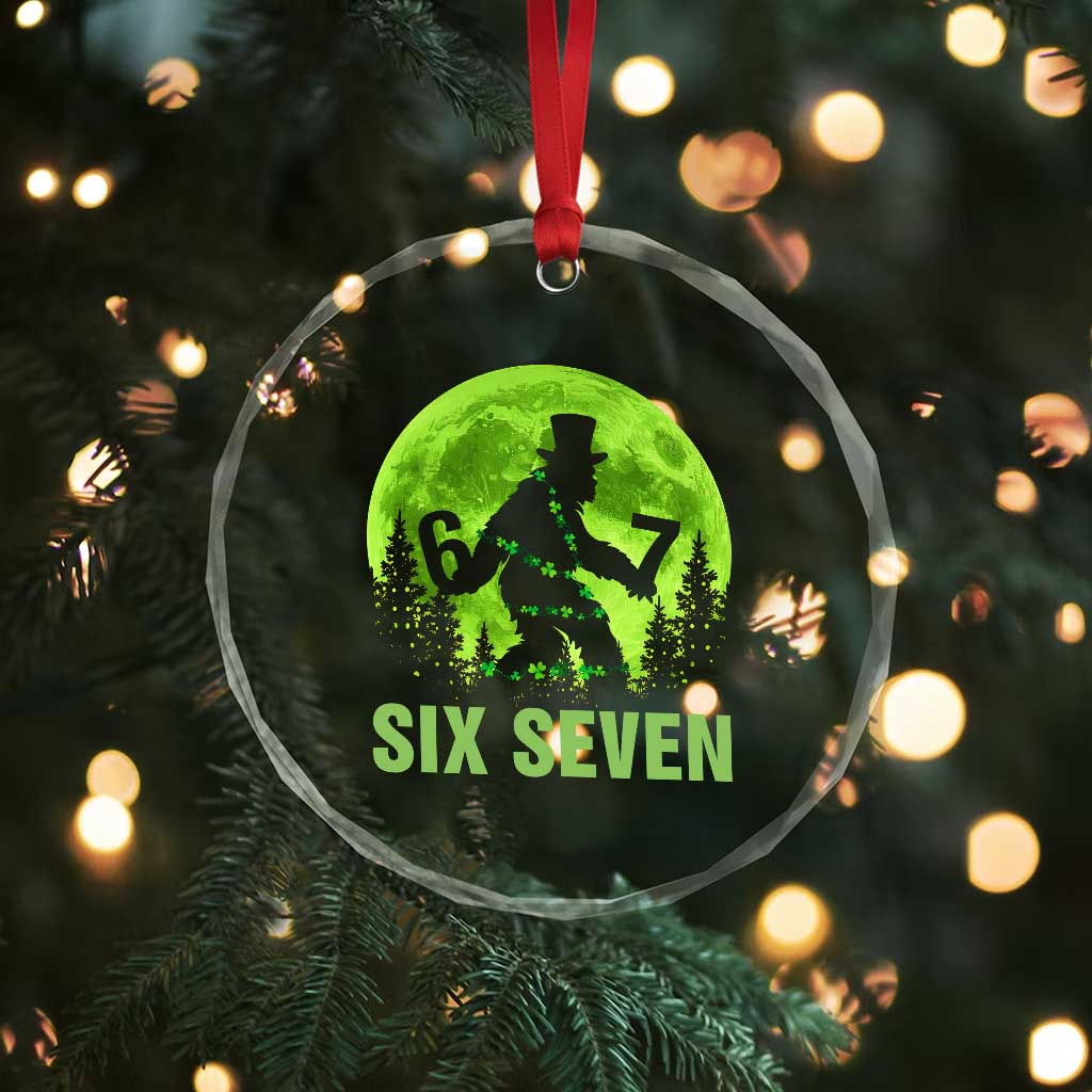 Funny Bigfoot St Patricks Day Crystal Glass Ornament Sasquatch Hiding Moon Forest Meme TS14 Print Your Wear