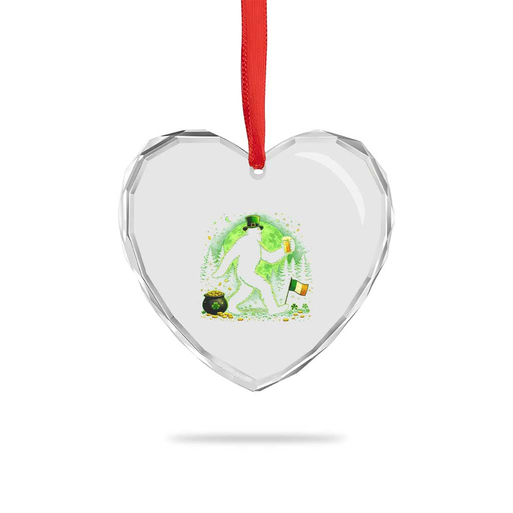 Funny Bigfoot St Patricks Day Heart Crystal Glass Ornament Sasquatch Drinking Green Beer Lover TS14 Print Your Wear