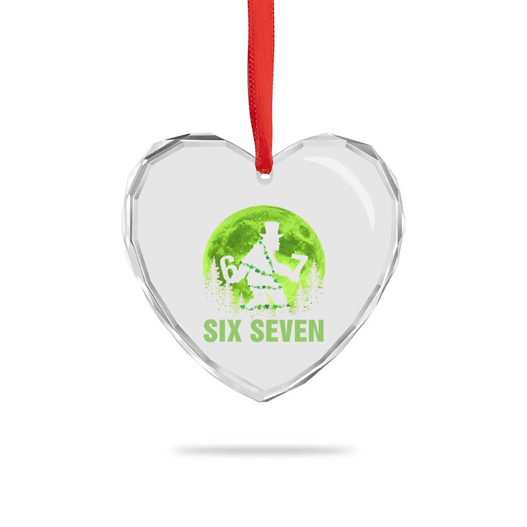 Funny Bigfoot St Patricks Day Heart Crystal Glass Ornament Sasquatch Hiding Moon Forest Meme TS14 Print Your Wear