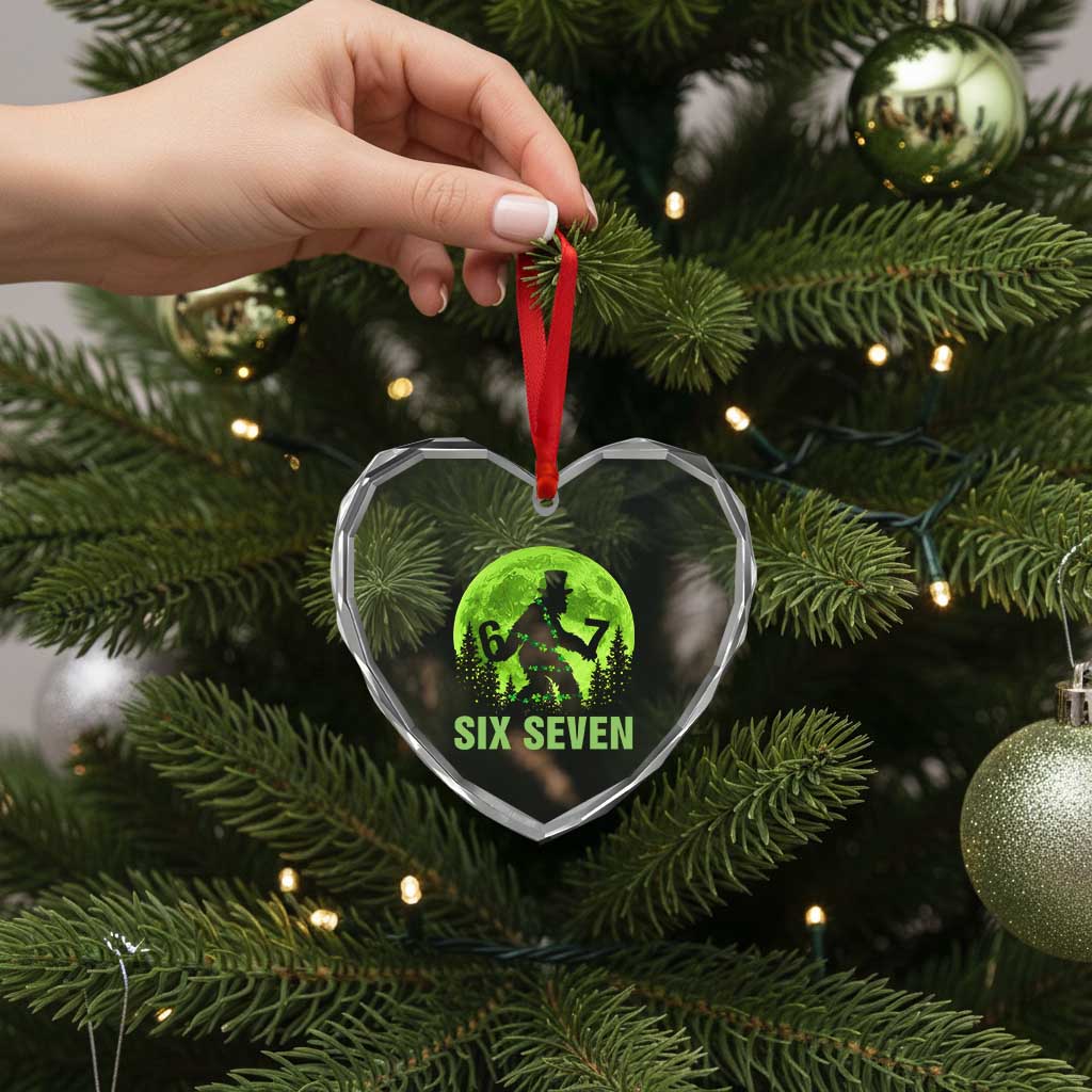 Funny Bigfoot St Patricks Day Heart Crystal Glass Ornament Sasquatch Hiding Moon Forest Meme TS14 Print Your Wear