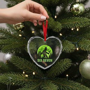 Funny Bigfoot St Patricks Day Heart Crystal Glass Ornament Sasquatch Hiding Moon Forest Meme TS14 Print Your Wear