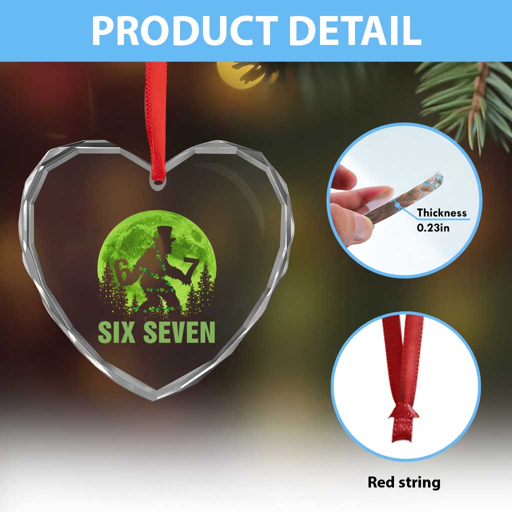 Funny Bigfoot St Patricks Day Heart Crystal Glass Ornament Sasquatch Hiding Moon Forest Meme TS14 Print Your Wear