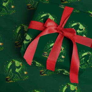 Funny Bigfoot St Patricks Day Wrapping Paper Roll Sasquatch Drinking Green Beer Lover TS14 Green Print Your Wear