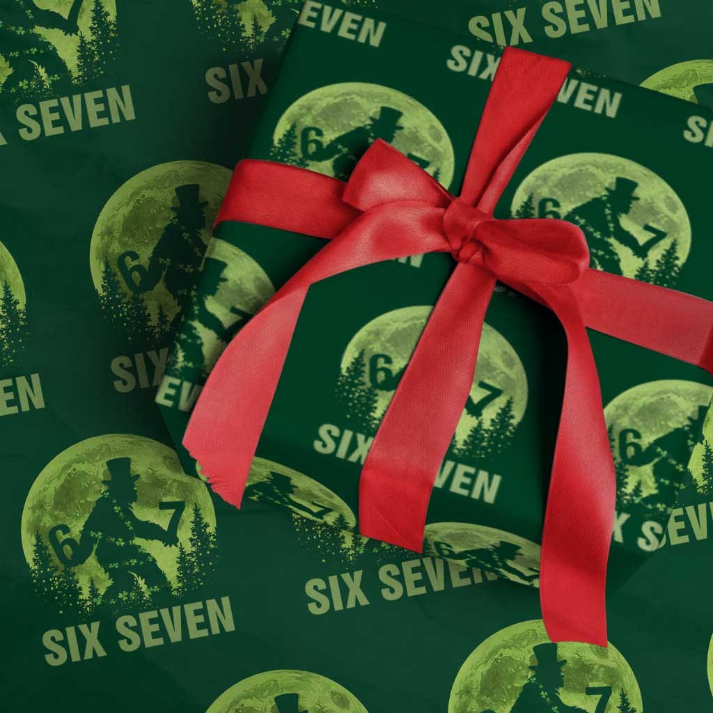 Funny Bigfoot St Patricks Day Wrapping Paper Roll Sasquatch Hiding Moon Forest Meme TS14 Green Print Your Wear