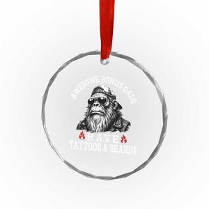 Funny Bigfoot Stepdad Crystal Glass Ornament Awesome Bonus Dads Have Tattoos And Beards TS10 Print Your Wear