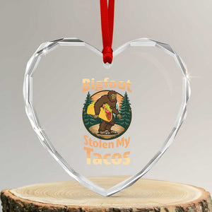 Funny Bigfoot Stole My Tacos Heart Crystal Glass Ornament Sasquatch Taco Lover TS12 Transparent Glass 3'' Heart Print Your Wear