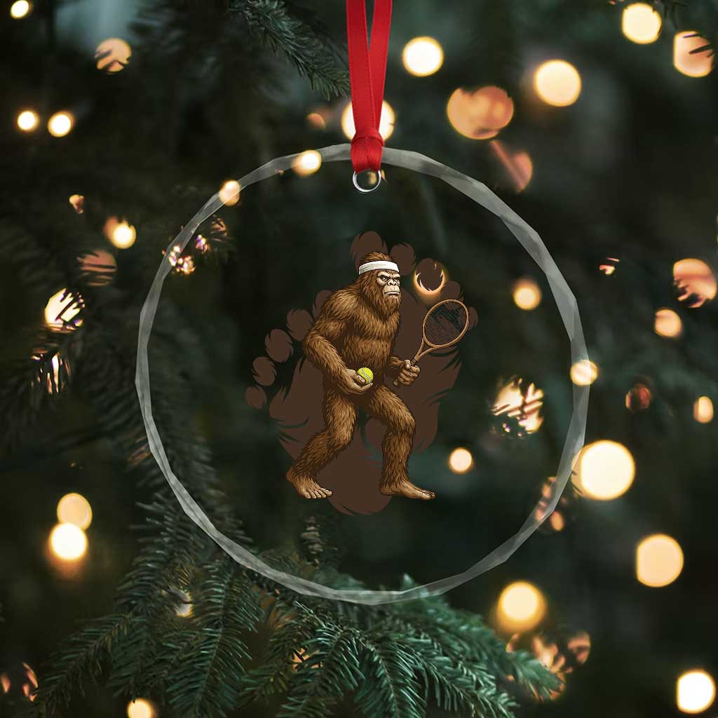 Funny Bigfoot Tennis Player Crystal Glass Ornament Folklore Cryptid Gift TS12 Print Your Wear