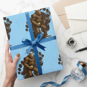 Funny Bigfoot Tennis Player Wrapping Paper Roll Folklore Cryptid Gift TS12 Light Blue Print Your Wear