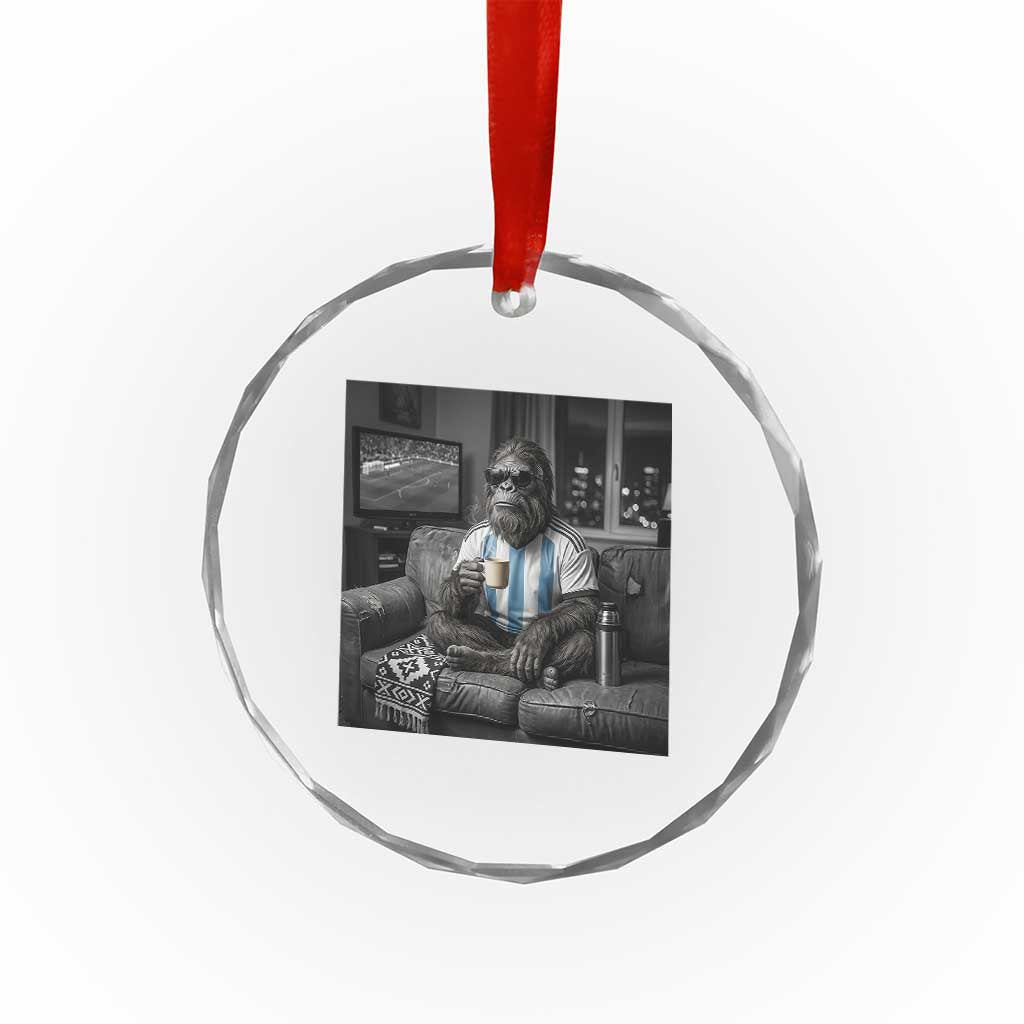 Funny Bigfoot Watching Soccer Crystal Glass Ornament Argentina Futbol Fan TS12 Print Your Wear