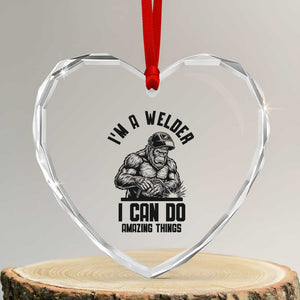 Funny Bigfoot Welder Heart Crystal Glass Ornament I Can Do Amazing Things TS12 Transparent Glass 3'' Heart Print Your Wear