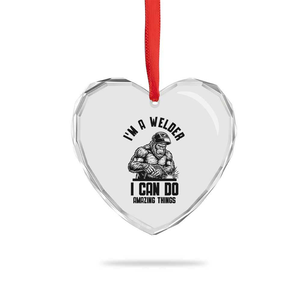 Funny Bigfoot Welder Heart Crystal Glass Ornament I Can Do Amazing Things TS12 Print Your Wear