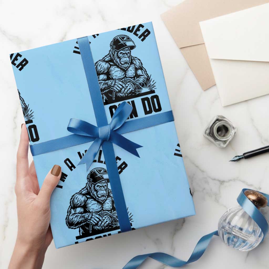 Funny Bigfoot Welder Wrapping Paper Roll I Can Do Amazing Things TS12 Light Blue Print Your Wear