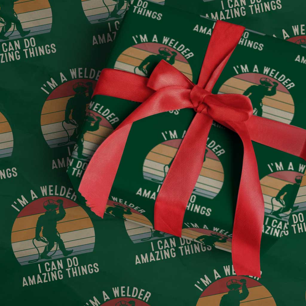 Funny Bigfoot Welding Gift Wrapping Paper Roll I Can Do Amazing Things With A Welder TS12 Green Print Your Wear