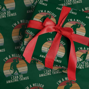 Funny Bigfoot Welding Gift Wrapping Paper Roll I Can Do Amazing Things With A Welder TS12 Green Print Your Wear