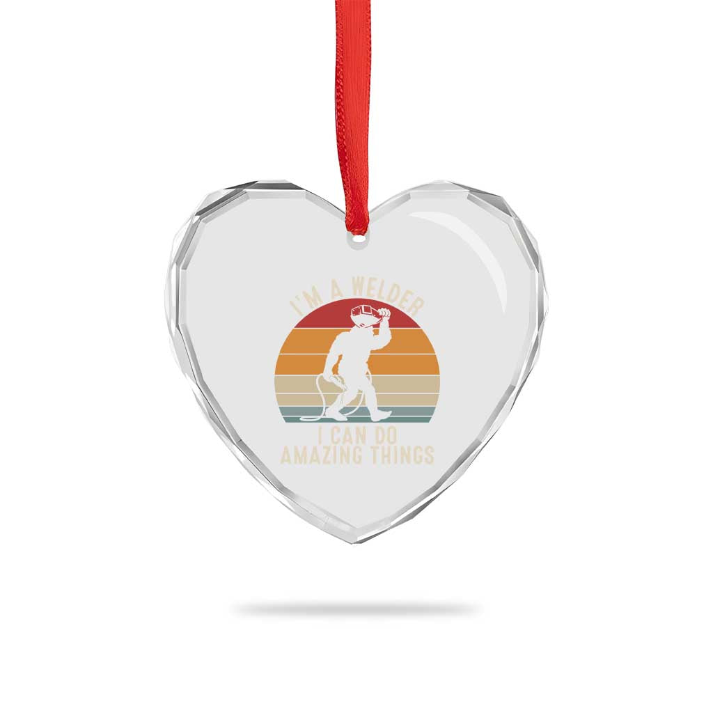 Funny Bigfoot Welding Gift Heart Crystal Glass Ornament I Can Do Amazing Things With A Welder TS12 Print Your Wear