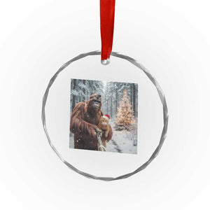 Funny Bigfoot With Cat Selfie Christmas Crystal Glass Ornament TS14 Print Your Wear