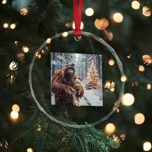 Funny Bigfoot With Cat Selfie Christmas Crystal Glass Ornament TS14 Print Your Wear