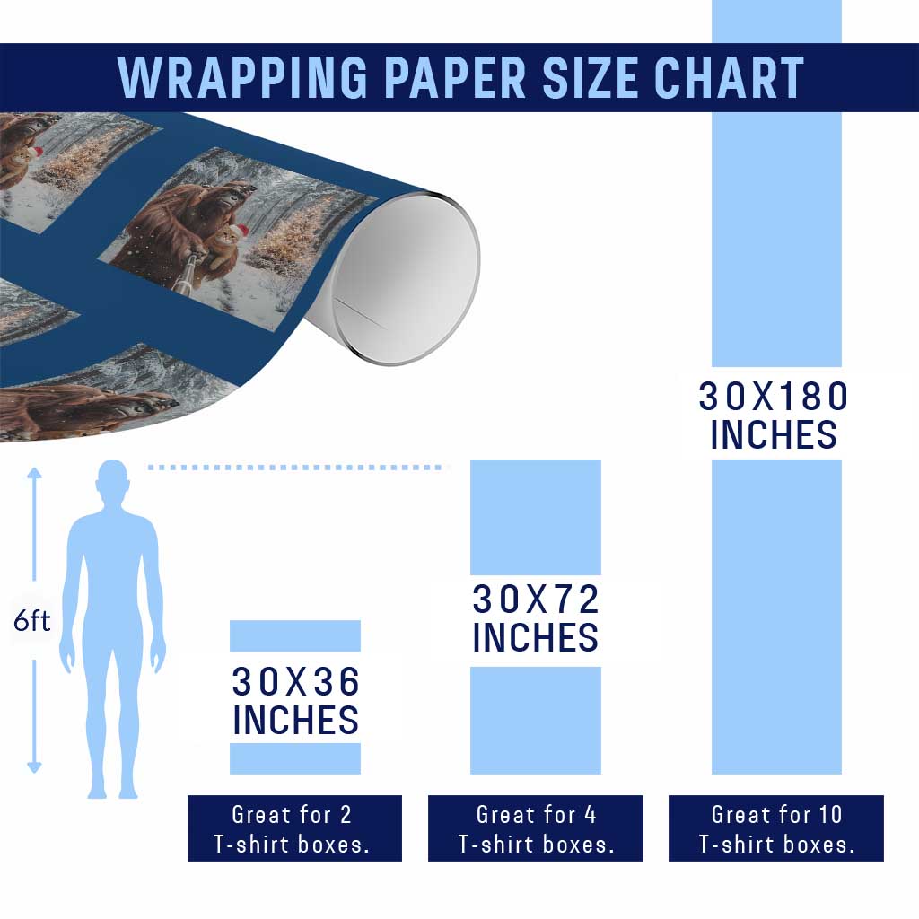 Funny Bigfoot With Cat Selfie Christmas Wrapping Paper Roll TS14 Print Your Wear