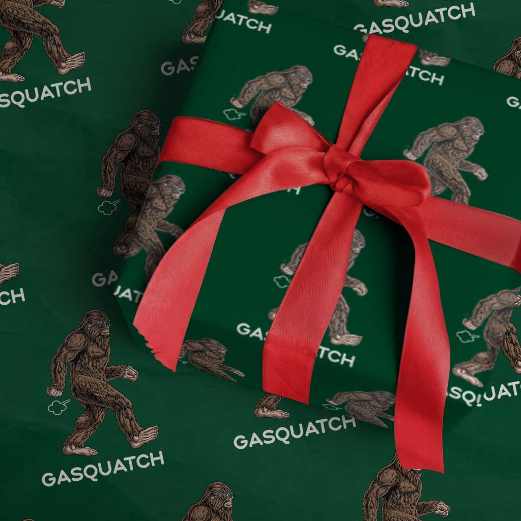 Funny Bigfoot Wrapping Paper Roll Gasquatch Gassy Sasquatch Fart Meme TS10 Green Print Your Wear