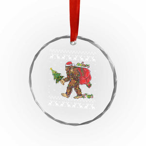 Funny Bigfoot Xmas Crystal Glass Ornament Believe Bigfoot Santa Hat Sasquatch Loves Rock On TS10 Print Your Wear