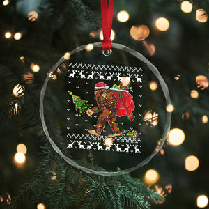 Funny Bigfoot Xmas Crystal Glass Ornament Believe Bigfoot Santa Hat Sasquatch Loves Rock On TS10 Print Your Wear