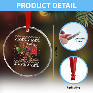Funny Bigfoot Xmas Crystal Glass Ornament Believe Bigfoot Santa Hat Sasquatch Loves Rock On TS10 Print Your Wear