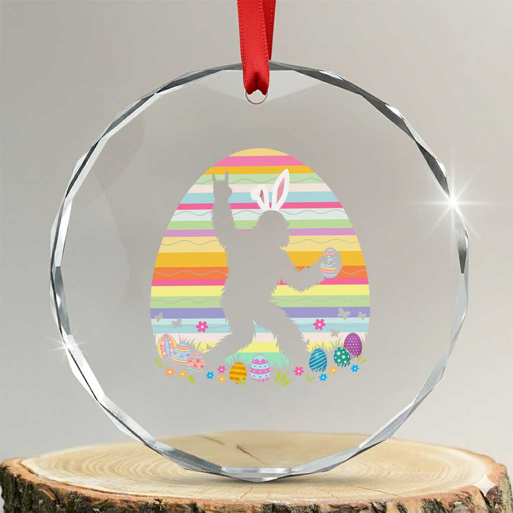 Funny Bigfot Easter Crystal Glass Ornament Sasquatch Rock On Rabbit TS14 Transparent Glass 3'' Circle Print Your Wear