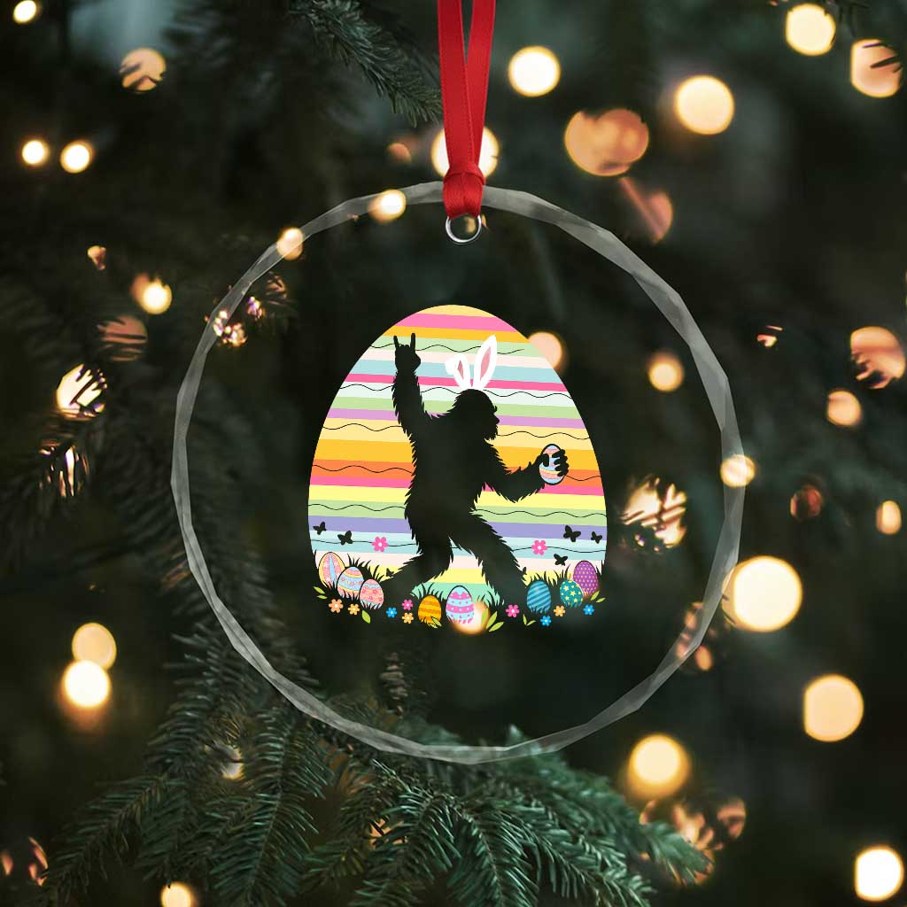 Funny Bigfot Easter Crystal Glass Ornament Sasquatch Rock On Rabbit TS14 Print Your Wear