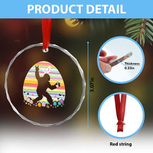 Funny Bigfot Easter Crystal Glass Ornament Sasquatch Rock On Rabbit TS14 Print Your Wear