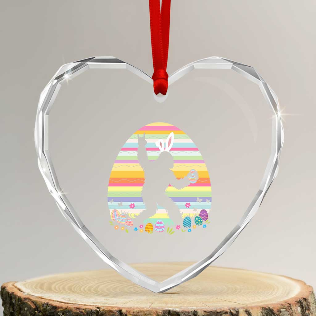Funny Bigfot Easter Heart Crystal Glass Ornament Sasquatch Rock On Rabbit TS14 Transparent Glass 3'' Heart Print Your Wear