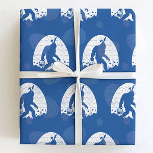 Funny Bigfot Easter Wrapping Paper Roll Sasquatch Rabbit Night Stroll Moon Egg TS14 Royal Blue Print Your Wear