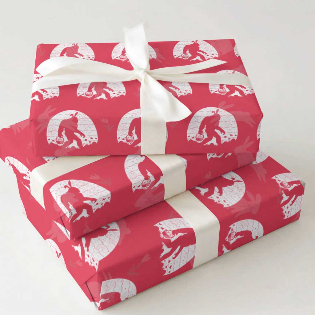 Funny Bigfot Easter Wrapping Paper Roll Sasquatch Rabbit Night Stroll Moon Egg TS14 Red Print Your Wear