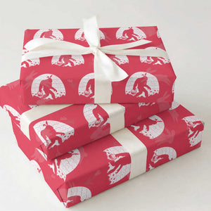Funny Bigfot Easter Wrapping Paper Roll Sasquatch Rabbit Night Stroll Moon Egg TS14 Red Print Your Wear
