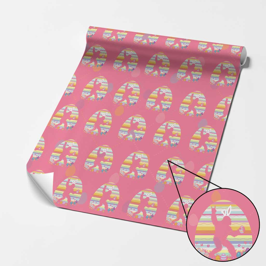 Funny Bigfot Easter Wrapping Paper Roll Sasquatch Rock On Rabbit TS14 Pink Print Your Wear