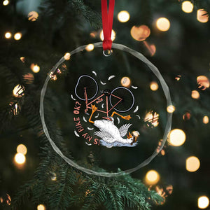 Funny Bike Crash Cycling Goose Lover Crystal Glass Ornament Is My Bike OK