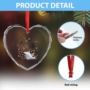 Funny Bike Crash Cycling Goose Lover Heart Crystal Glass Ornament Is My Bike OK
