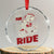 Funny Biker Crystal Glass Ornament Oh What Fun It Is To Ride Santa Riding On A Motorcycle TS10 Transparent Glass 3'' Circle Print Your Wear
