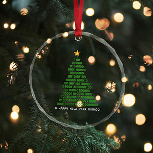 Funny Binary Xmas Tree Crystal Glass Ornament HAPPY NEW YEAR 11111101001 TS09 Print Your Wear