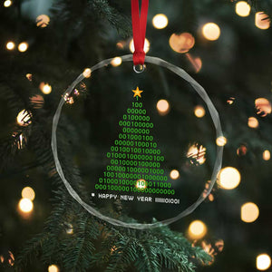 Funny Binary Xmas Tree Crystal Glass Ornament HAPPY NEW YEAR 11111101001 TS09 Print Your Wear