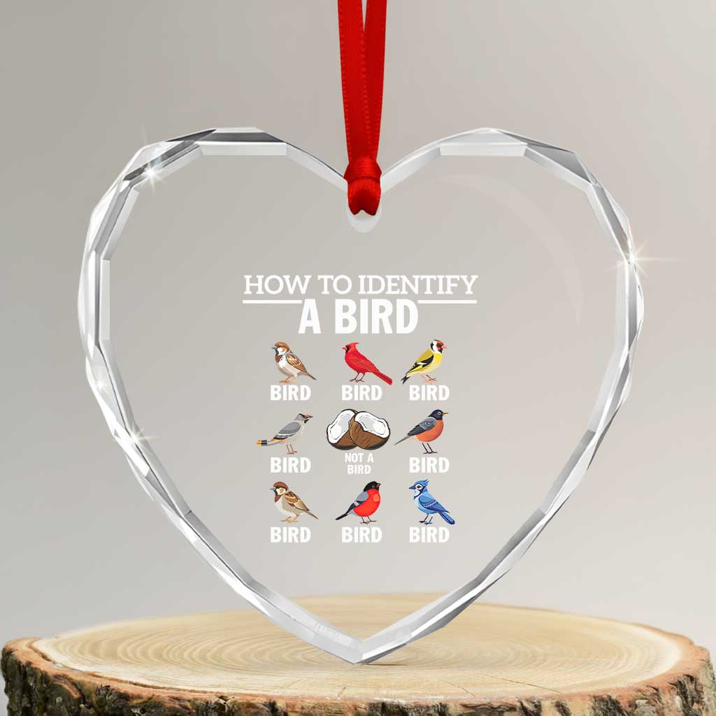 Funny Bird Watching Heart Crystal Glass Ornament How To Identify A Bird TS02 Transparent Glass 3'' Heart Print Your Wear