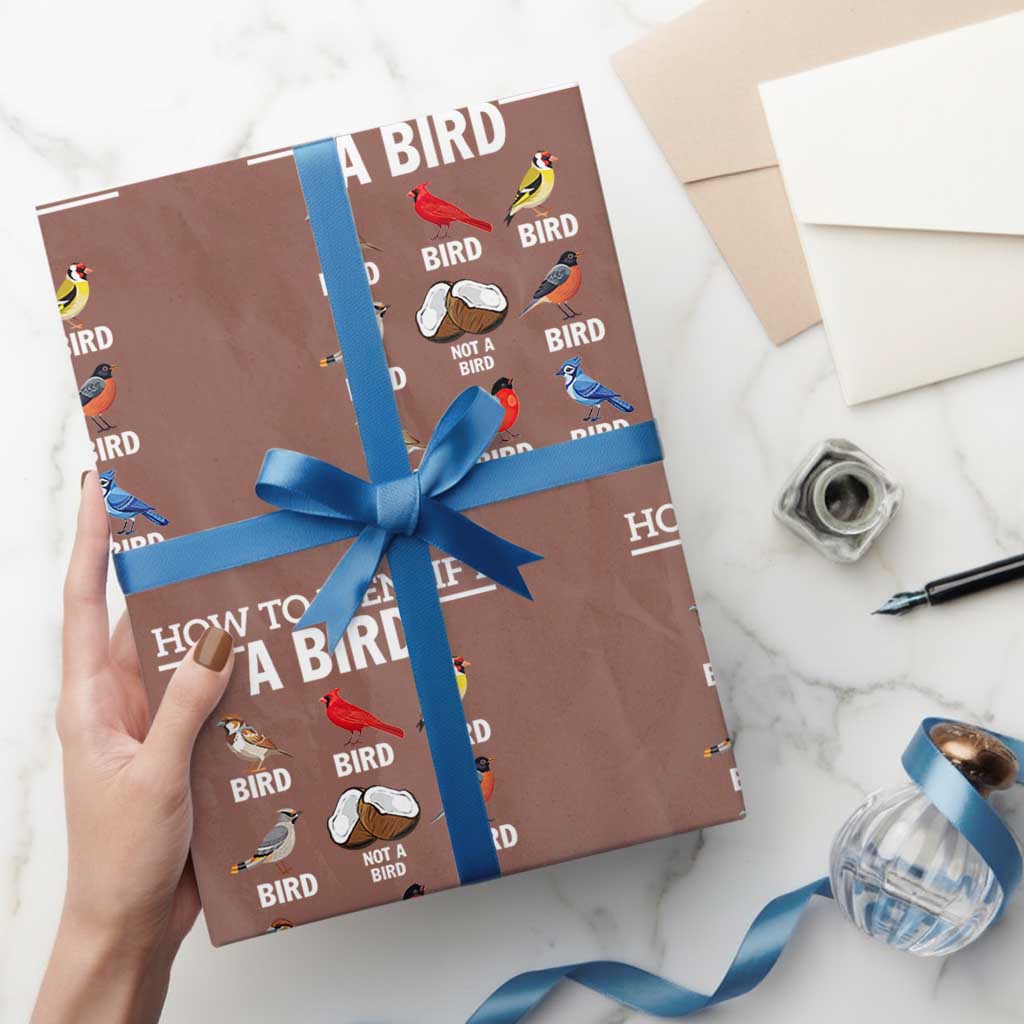 Funny Bird Watching Wrapping Paper Roll How To Identify A Bird TS02 Mocha Print Your Wear