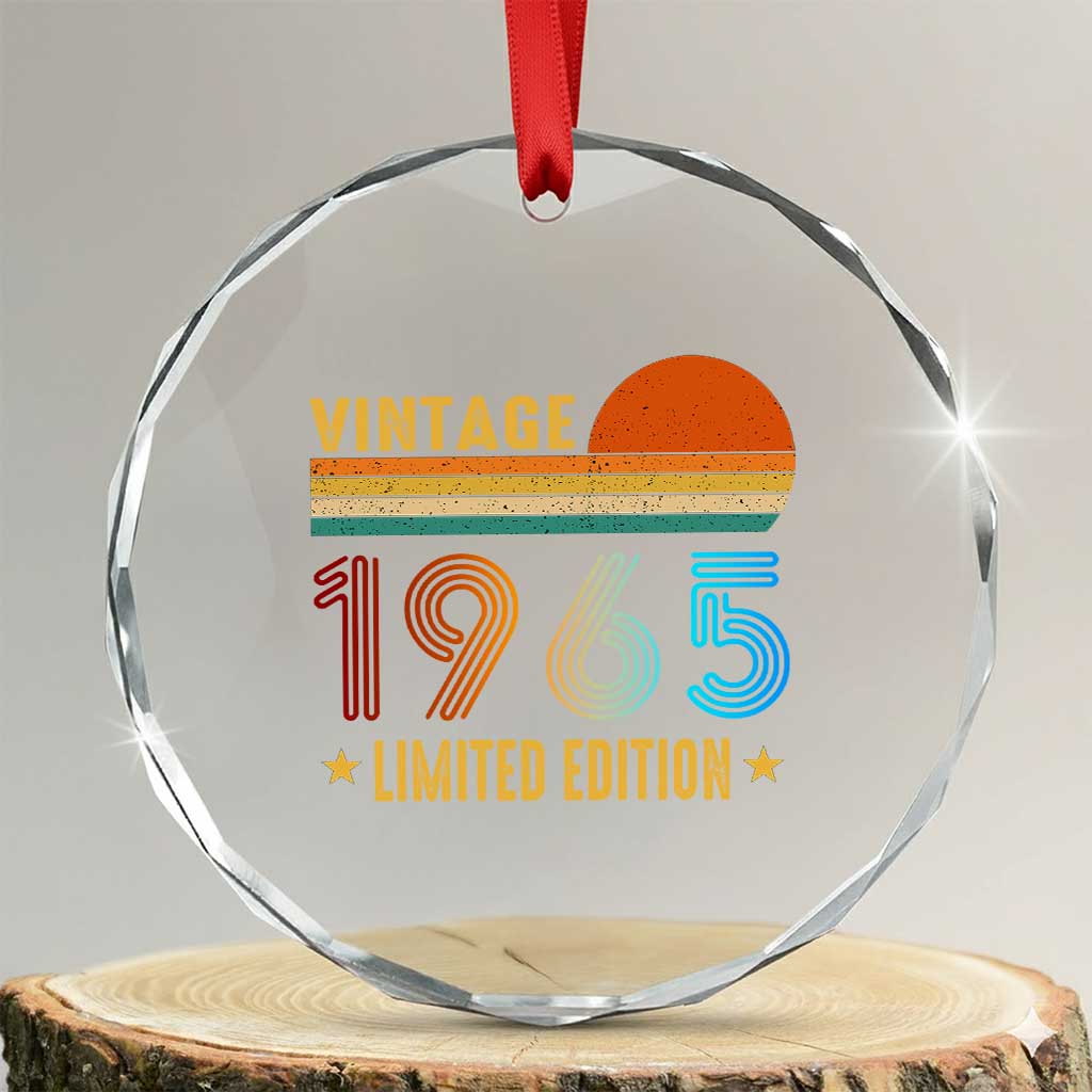 Funny Birthday Crystal Glass Ornament Vintage 1965 Limited Edition Bday Party - Print Your Wear