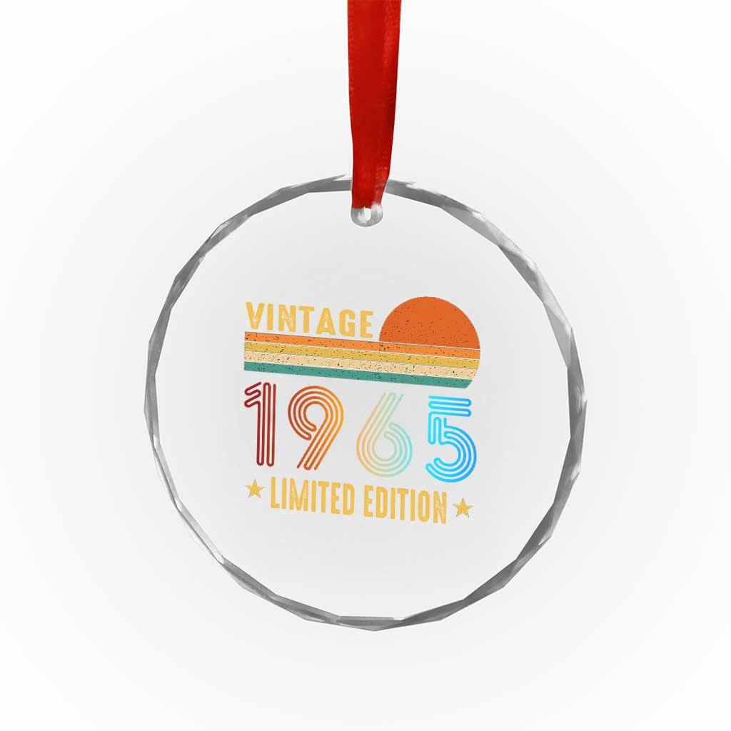 Funny Birthday Crystal Glass Ornament Vintage 1965 Limited Edition Bday Party - Print Your Wear